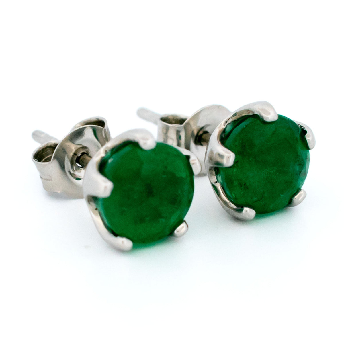 Emerald Platinum Stud Earrings 19183-9743