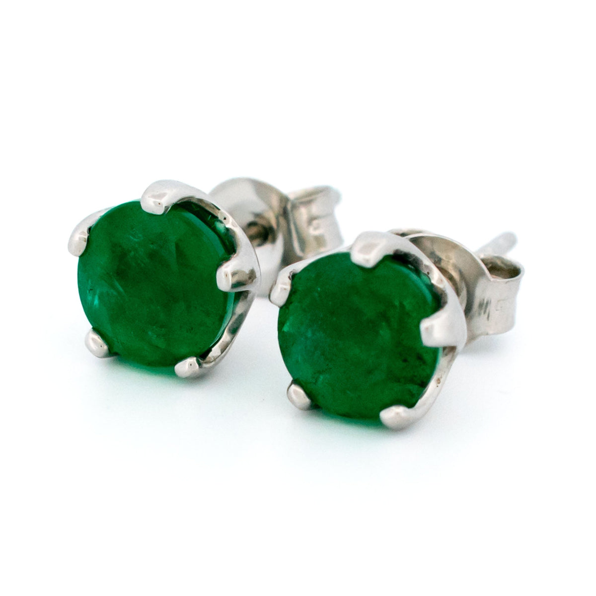 Emerald Platinum Stud Earrings 19183-9743
