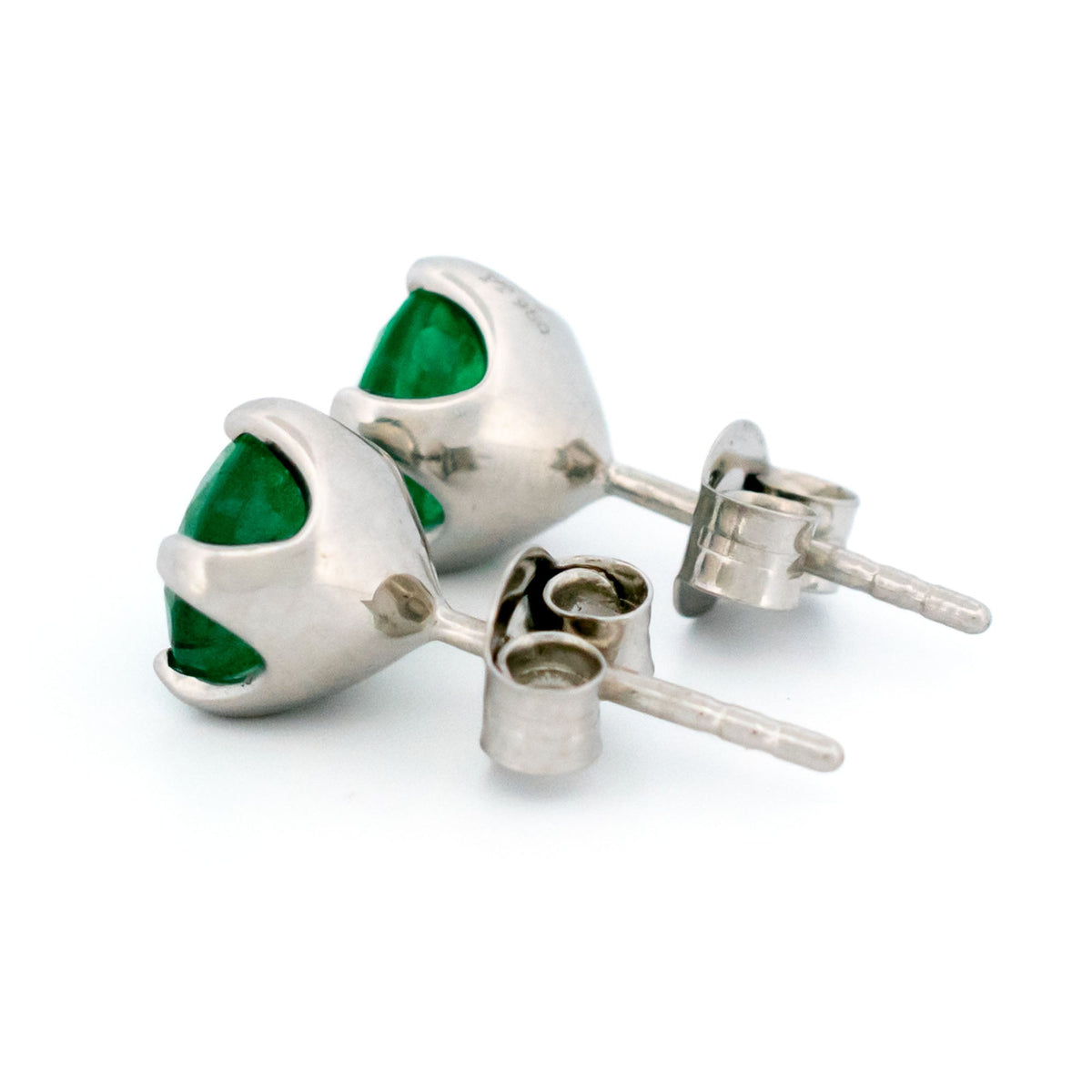 Emerald Platinum Stud Earrings 19183-9743