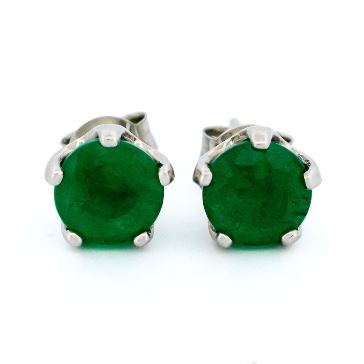 2.76ct Emerald Solitaire Stud Earring in Platinum