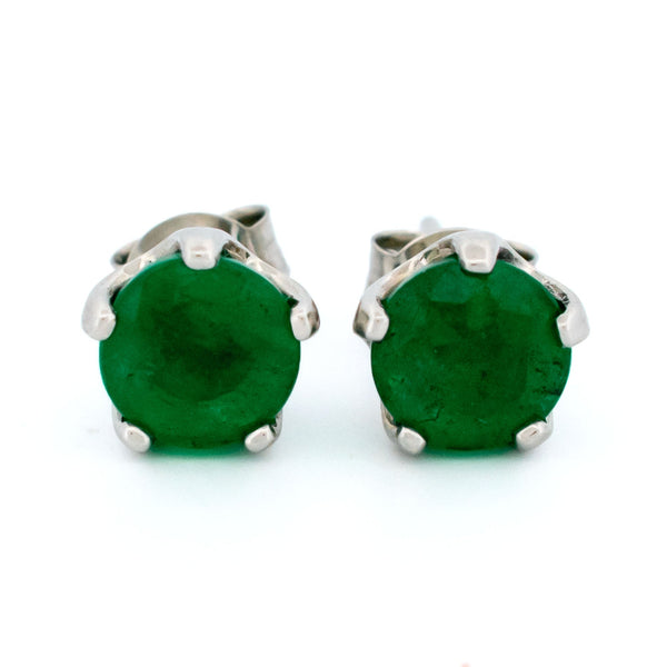 2.76ct Emerald Solitaire Stud Earring in Platinum