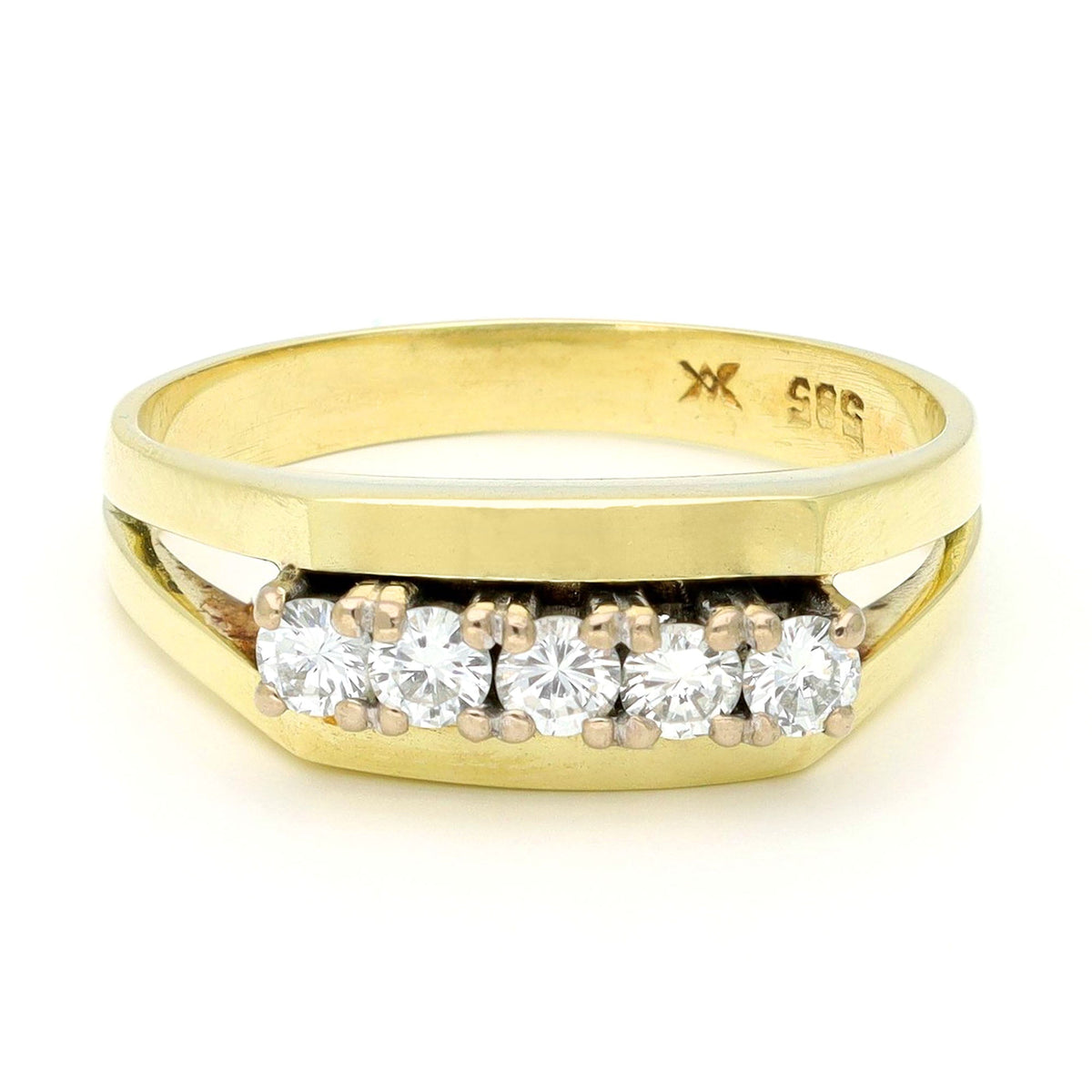 Vintage Diamond Five Stone Row Ring in 14ct Gold