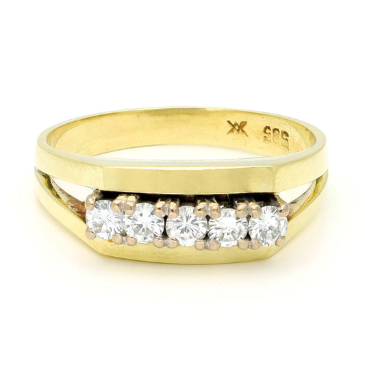 Vintage Diamond Five Stone Row Ring in 14ct Gold