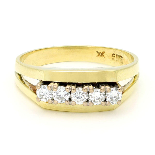 Vintage Diamond Five Stone Row Ring in 14ct Gold