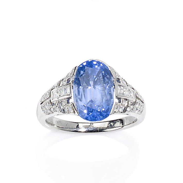 Art Deco Style Sapphire and Diamond Ring
