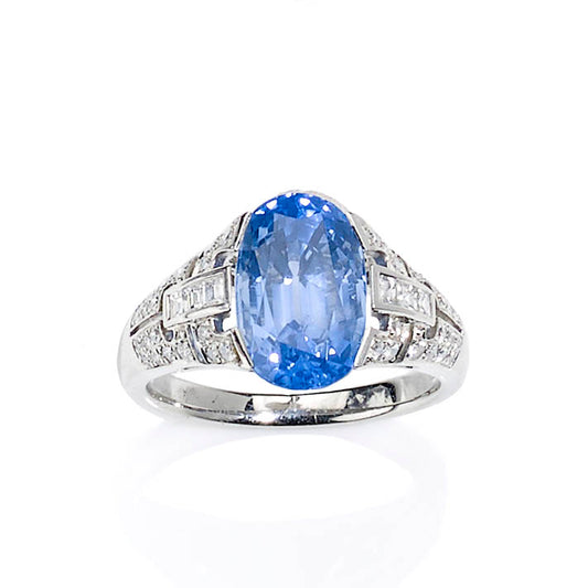 Art Deco Style Sapphire and Diamond Ring