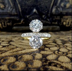 Antique Toi et Moi 3.18ct Old Cut Diamond Ring