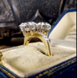 Antique Toi et Moi 3.18ct Old Cut Diamond Ring