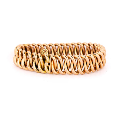 Antique Austro Hungarian 14ct Gold Elongated Oval Curb Link Bracelet