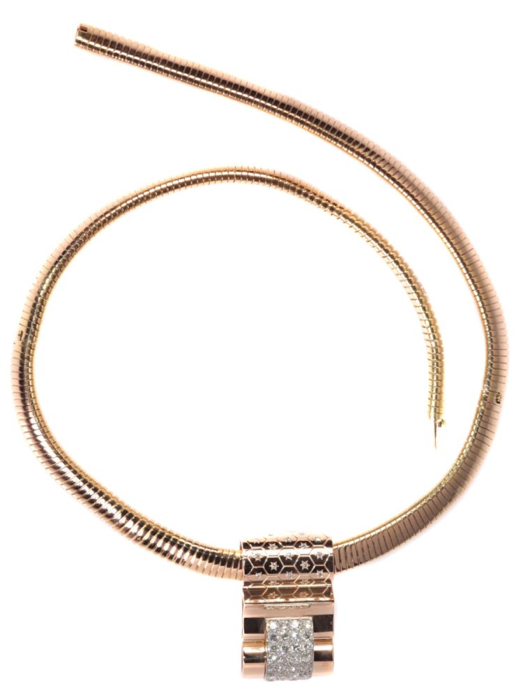 Vintage Van Cleef and Arpels Gold and Diamond Bracelet and Necklace Suite