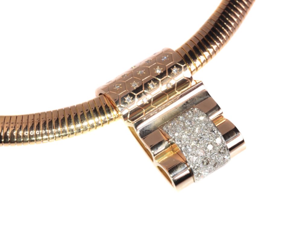 Vintage Van Cleef and Arpels Gold and Diamond Bracelet and Necklace Suite