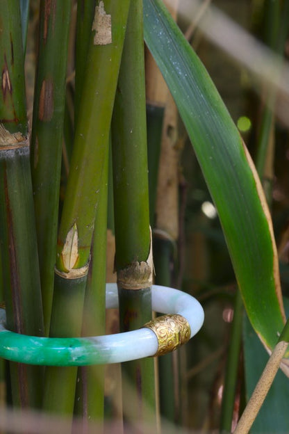 Victorian Jade Bangle With 18 Carat Yellow Gold Fittings