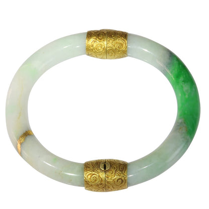 Victorian Jade Bangle With 18 Carat Yellow Gold Fittings