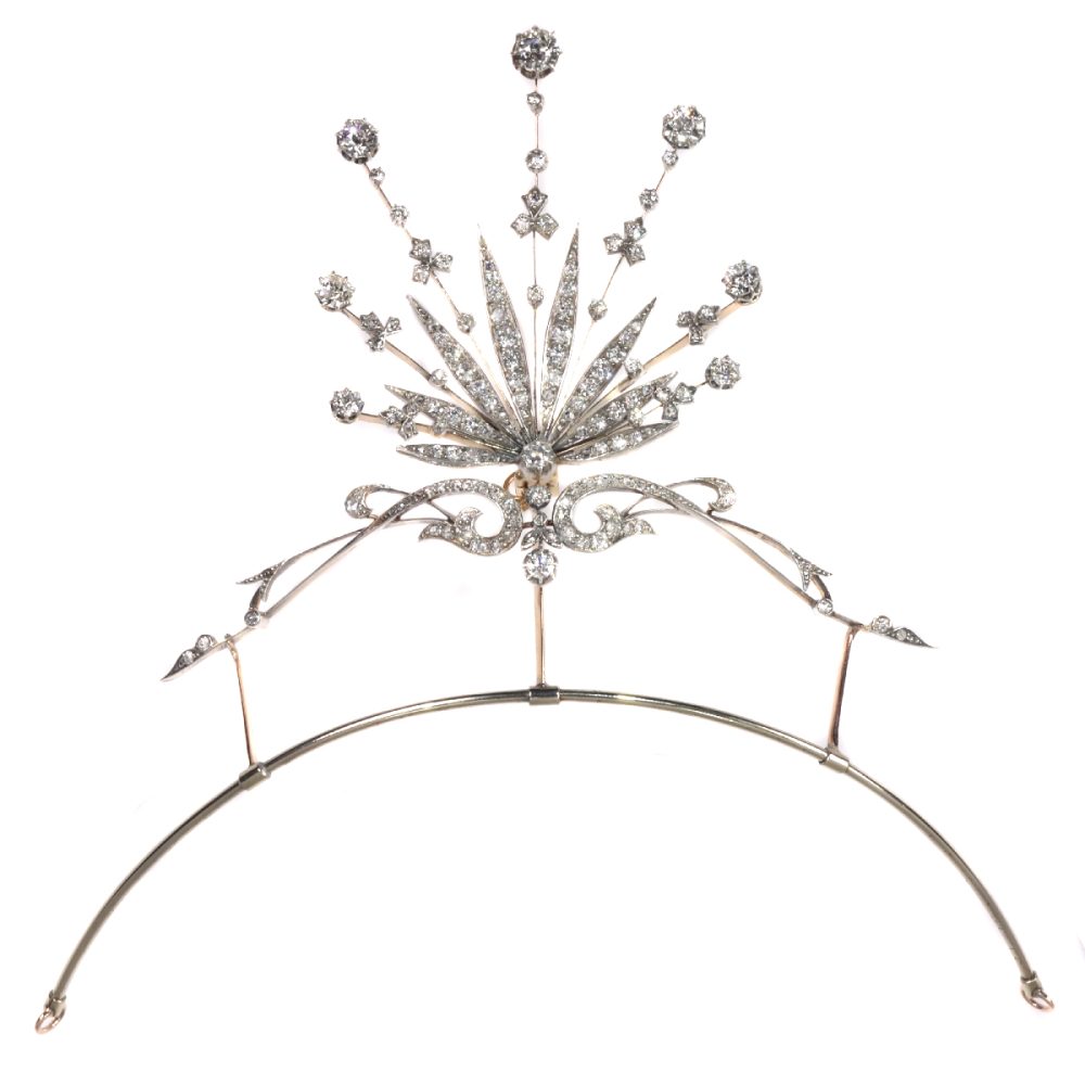 Belle Epoque Diamond Tiara/Pendant/Necklace/Brooch, 6.65 carat total