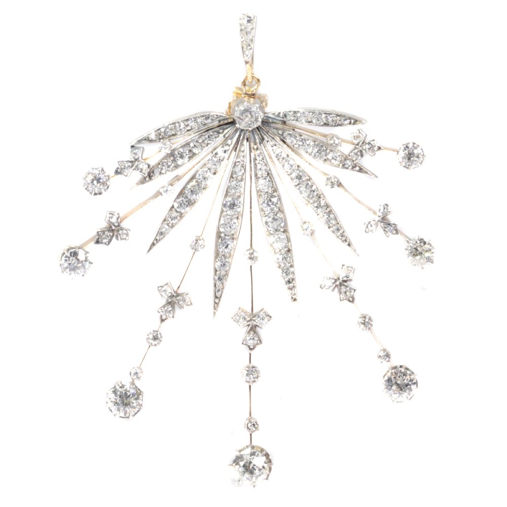Belle Epoque Diamond Tiara/Pendant/Necklace/Brooch, 6.65 carat total