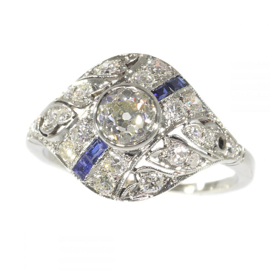 A rare Art Deco sapphire and diamond engagement ring. 