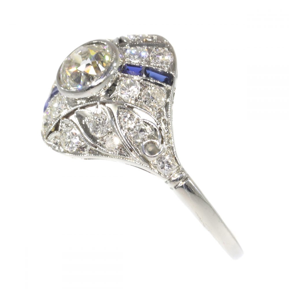 Deco sapphire ring side
