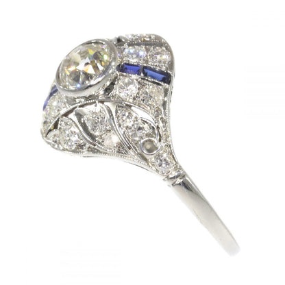 Deco sapphire ring side