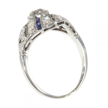 Deco sapphire ring side