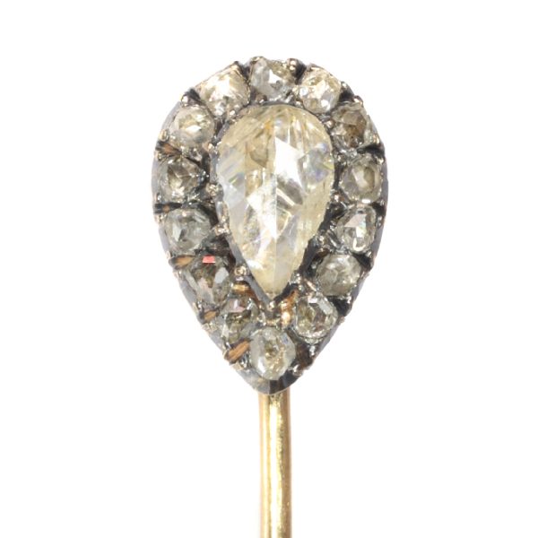 Antique Victorian Rose Cut Diamond Tie Pin, Circa 1870