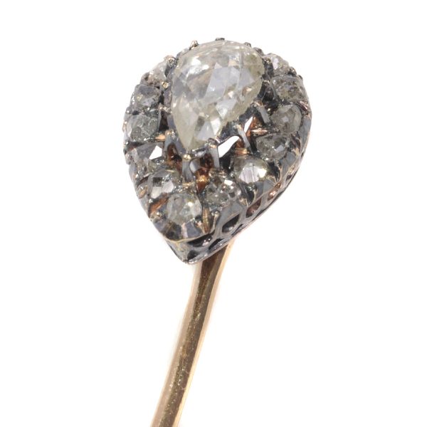 Antique Victorian Rose Cut Diamond Tie Pin, Circa 1870