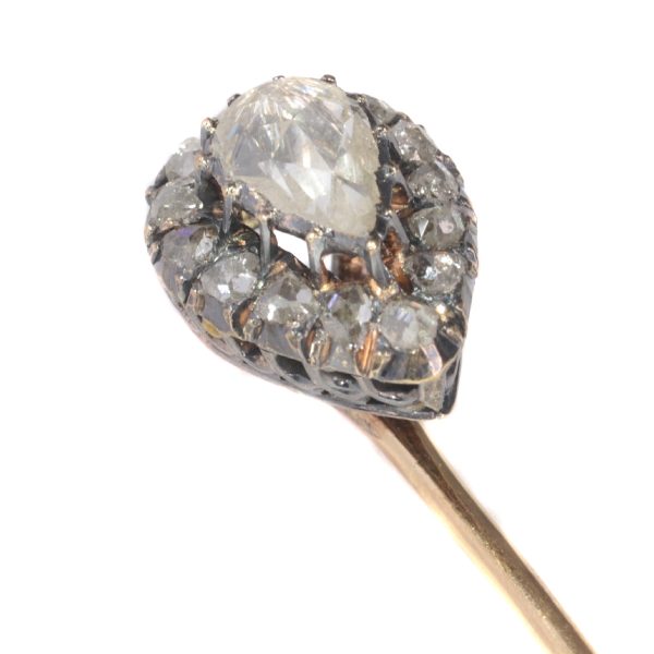 Antique Victorian Rose Cut Diamond Tie Pin, Circa 1870