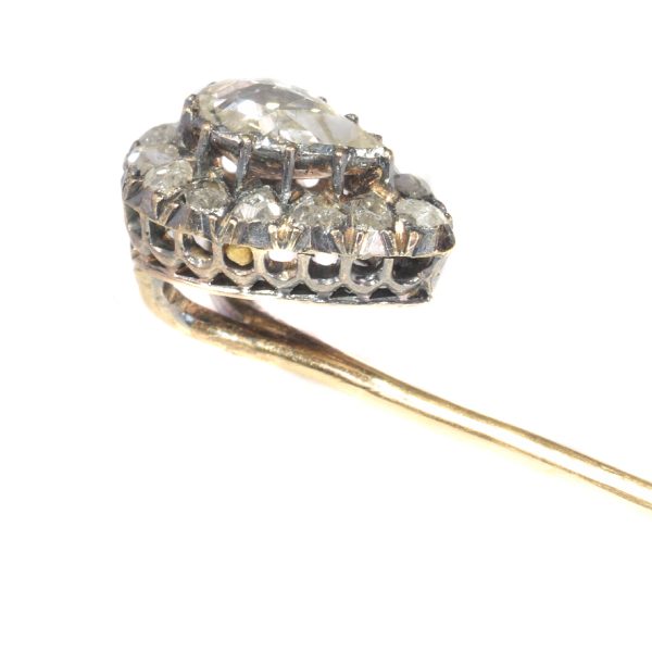 Antique Victorian Rose Cut Diamond Tie Pin, Circa 1870