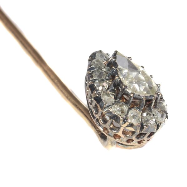 Antique Victorian Rose Cut Diamond Tie Pin, Circa 1870