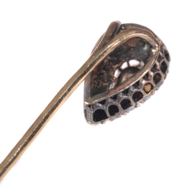 Antique Victorian Rose Cut Diamond Tie Pin, Circa 1870