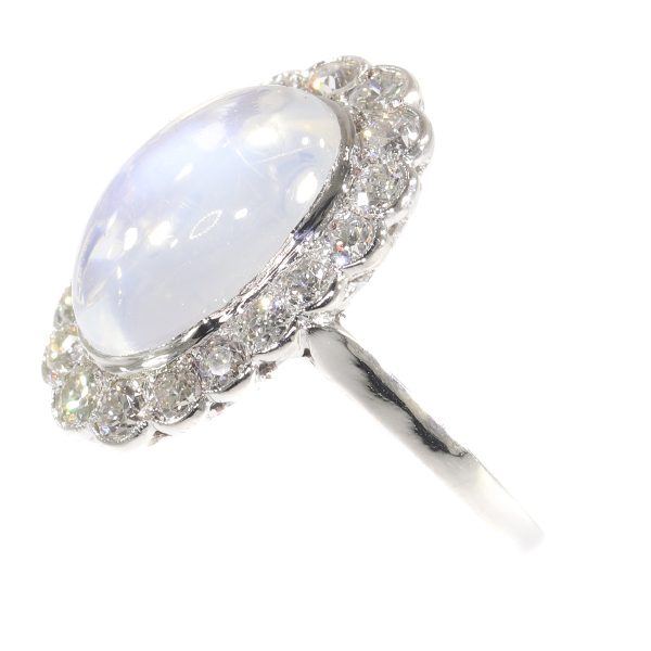 Vintage Fifties Moonstone and Diamond Platinum Ring