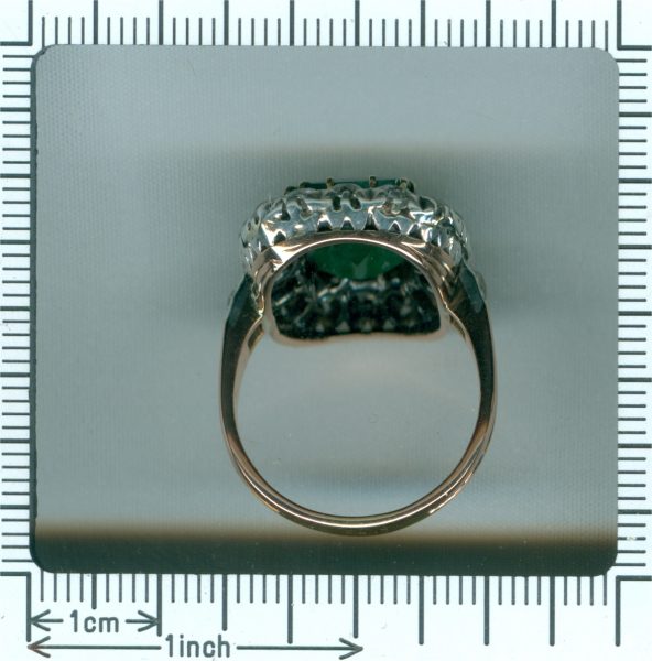 Antique Victorian 4.85ct Emerald and Diamond Cluster Ring