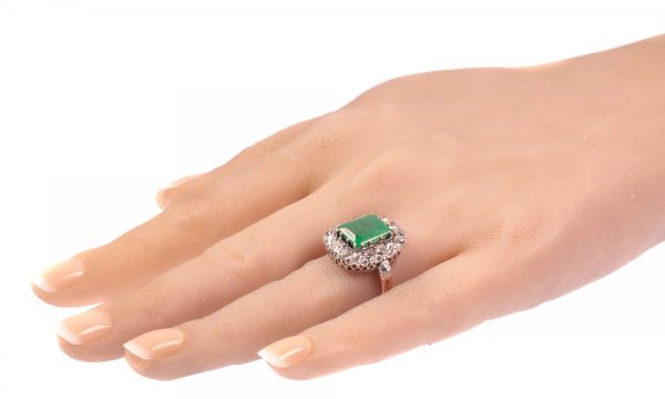 Antique Victorian 4.85ct Emerald and Diamond Cluster Ring