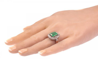 Antique Victorian 4.85ct Emerald and Diamond Cluster Ring