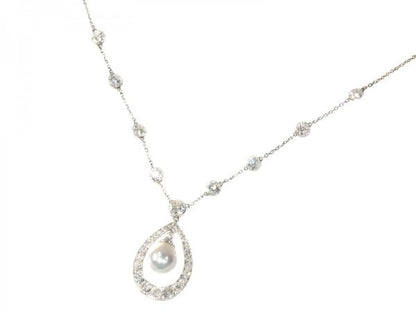 Vintage Art Deco Diamond and Natural Pearl Drop Necklace