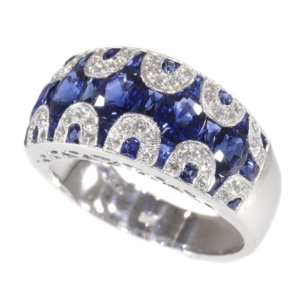 Vintage Seventies Sapphire and Diamond 18ct White Gold Ring