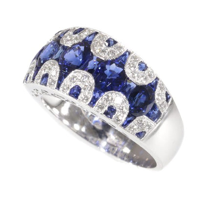 Vintage Seventies Sapphire and Diamond 18ct White Gold Ring