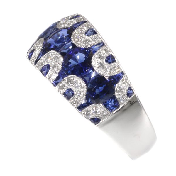 Vintage Seventies Sapphire and Diamond 18ct White Gold Ring