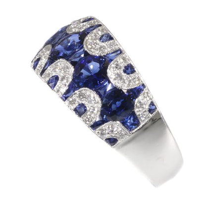 Vintage Seventies Sapphire and Diamond 18ct White Gold Ring