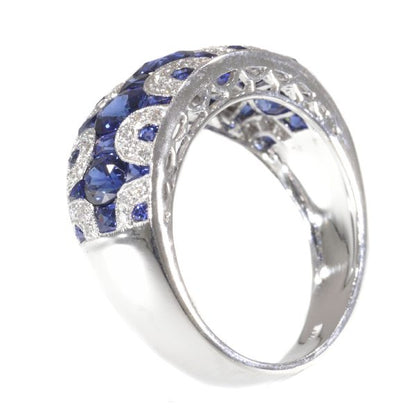 Vintage Seventies Sapphire and Diamond 18ct White Gold Ring