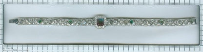 Antique Art Deco 3.28ct Emerald and Diamond Platinum Bracelet