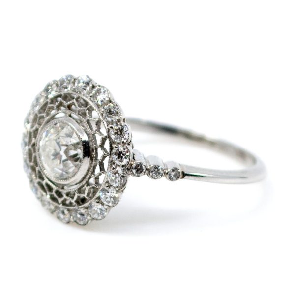Vintage Old European Cut Diamond Ring, Platinum