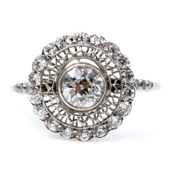 Vintage Old European Cut Diamond Ring, Platinum