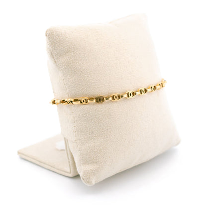 14ct Alternating Openwork Double-Loop And Rectangular Links Bracelet 