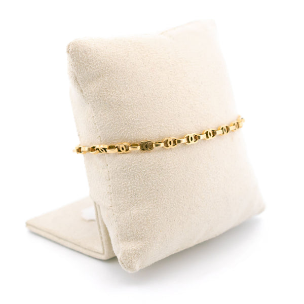 14ct Alternating Openwork Double-Loop And Rectangular Links Bracelet 