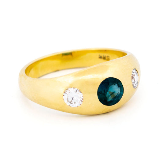 Diamond Sapphire 14ct Gypsy Ring