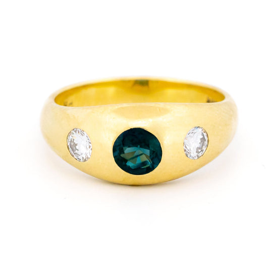 Diamond Sapphire 14ct Gypsy Ring 