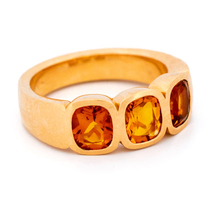 Citrine 18ct Trilogy Ring