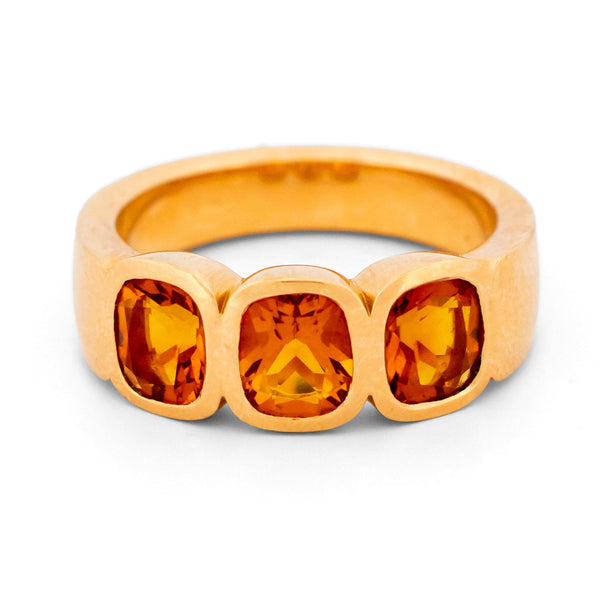 Citrine 18ct Trilogy Ring
