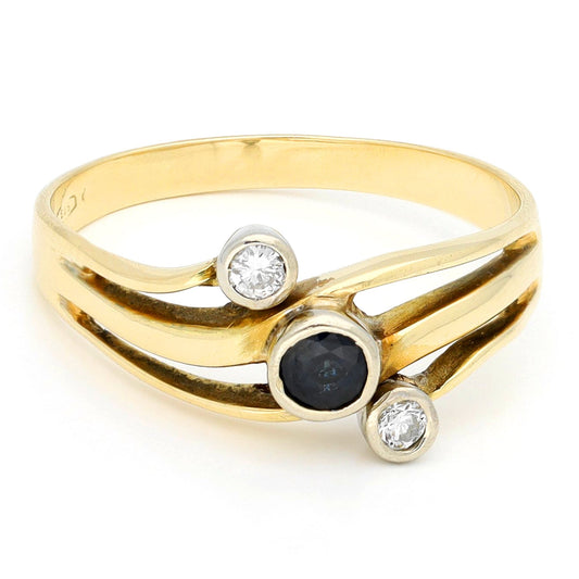 Diamond Sapphire 14ct Trilogy Ring 