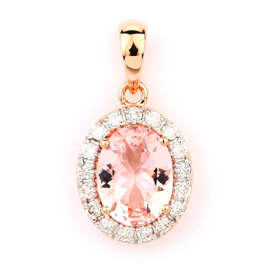 Diamond Morganite 14k Cluster Pendant 19443-9831